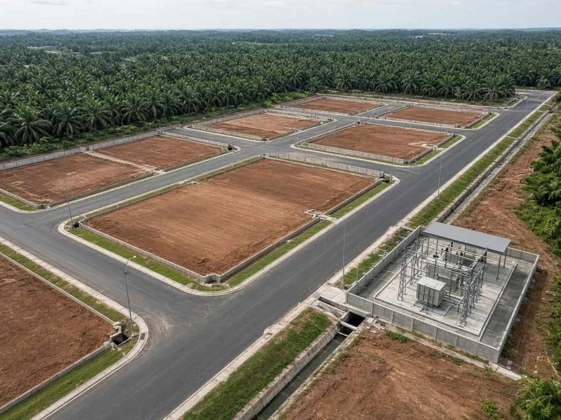 Plot industri lengkap dengan jalan, longkang dan pencawang elektrik